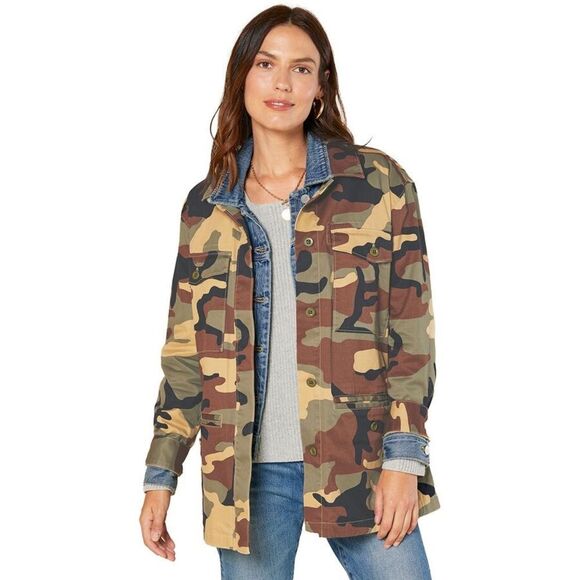NWT outerknown camo utility jacket camouflage print Sz L linen blend cotton - Picture 2 of 13
